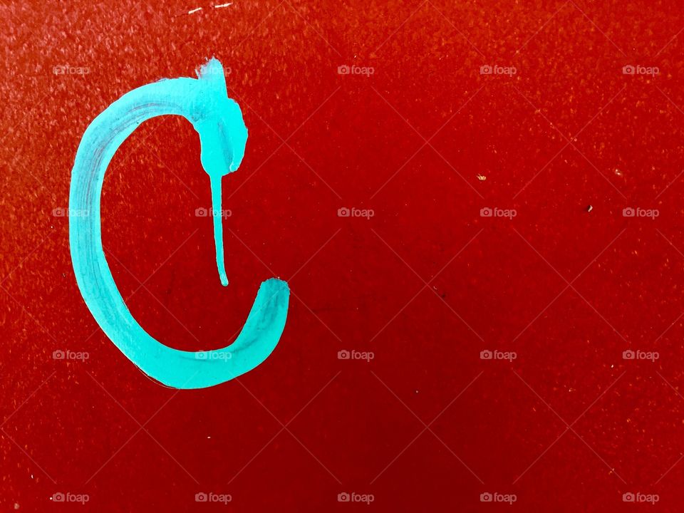 Painted "C" at the beginning of a construction site. 