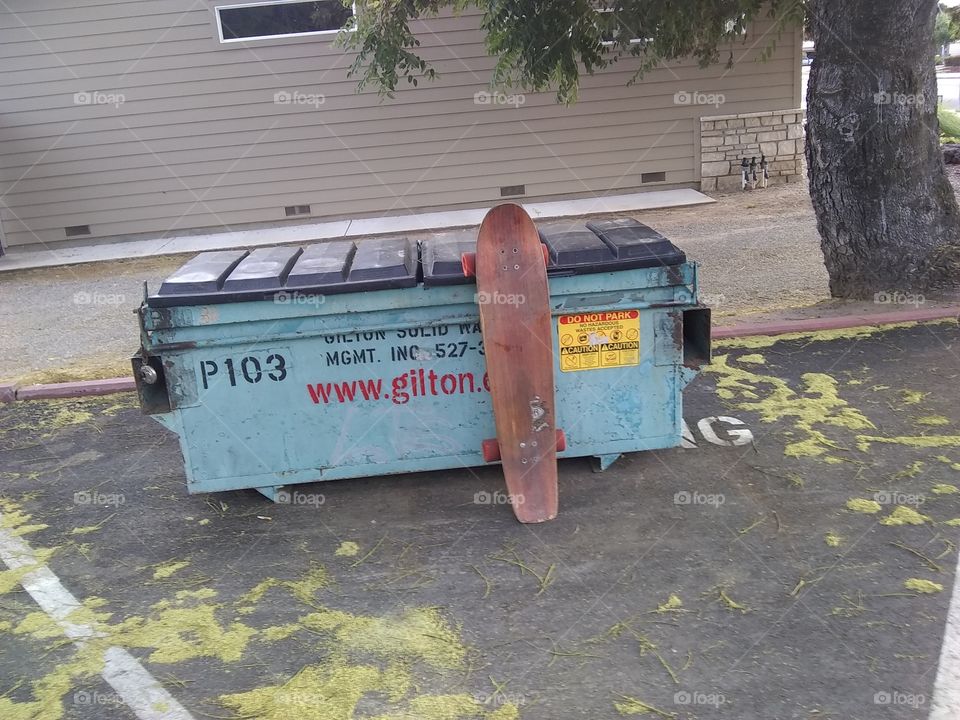 baby dumpster with a longboard