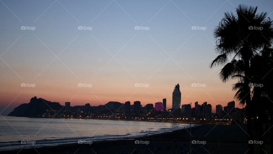 sunset over the city