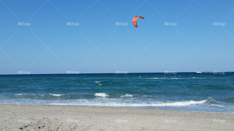 Kiteboarding in sea