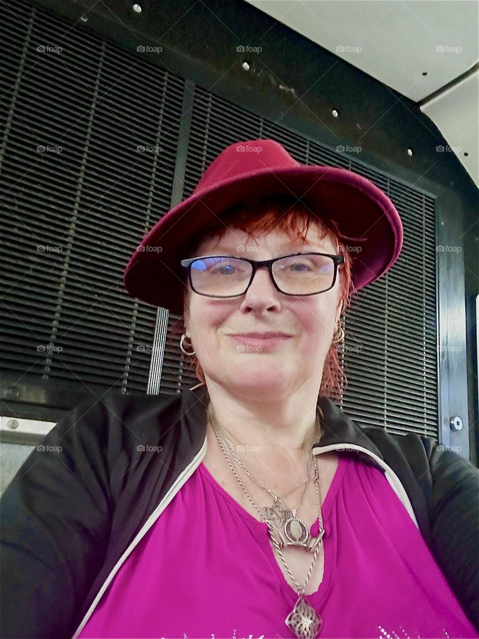 This is me, “Petra Schiller” a.k.a. “Maxine Firefox” riding the “B43” bus from “Bushwick” back home to “Greenpoint”, Brooklyn by the “Pulaski Bridge” at “Newtown Creek”. 2024. Hypnotic Productions
