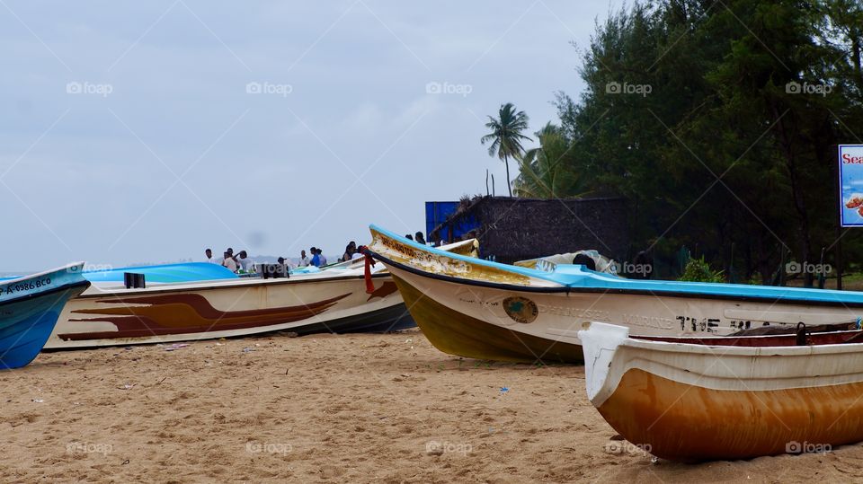Trincomalee Beach with Fisherman Boats... 