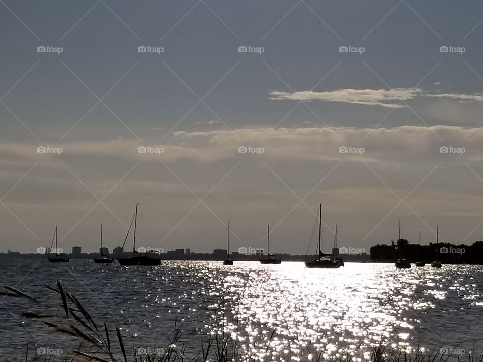 Boats on the river at dawn