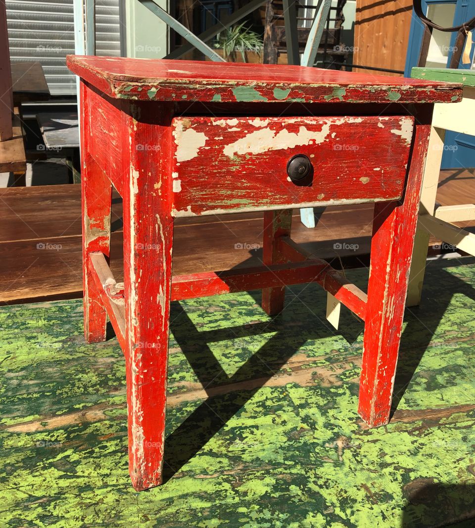 Red furniture, flea market