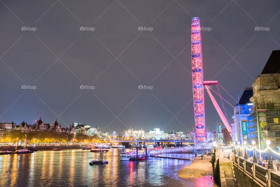 London Eye from Westminister Bridge in London.