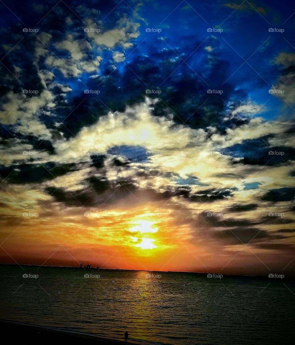 Beautiful sunrise over the Corpus Christi Bay