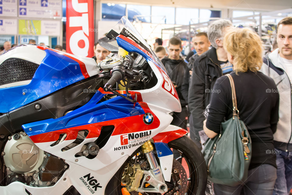 bmw motorcycle on belgrade serbia auto-show 2016