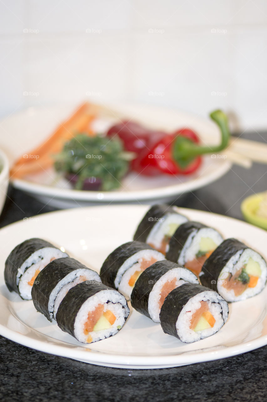 Close-up of Japanese sushi
