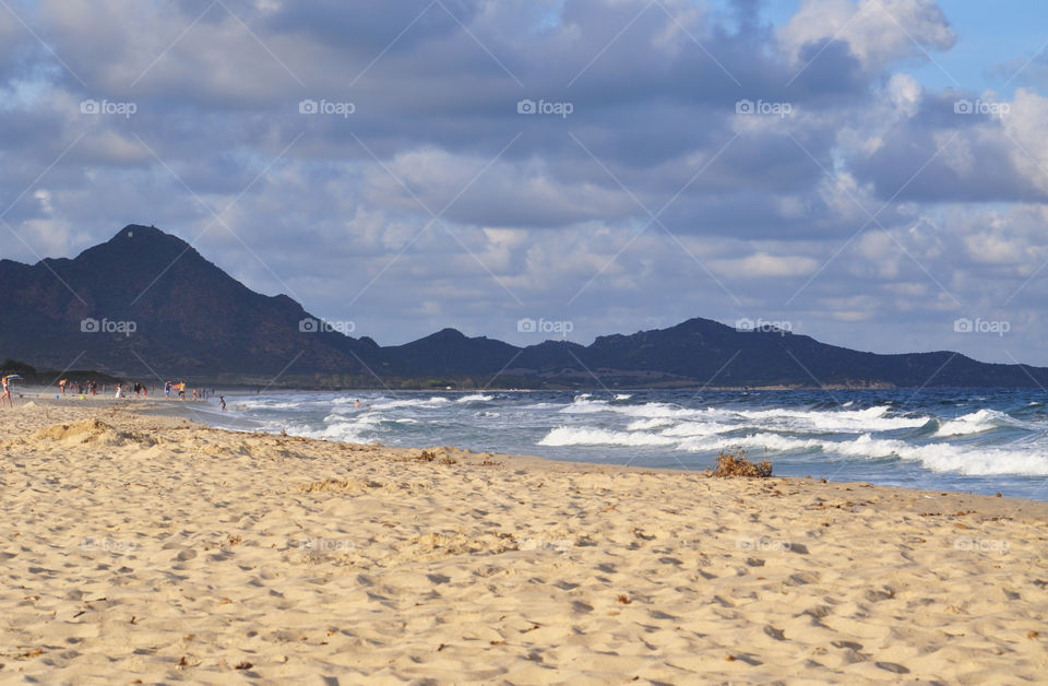 Sardinia stormy beach 