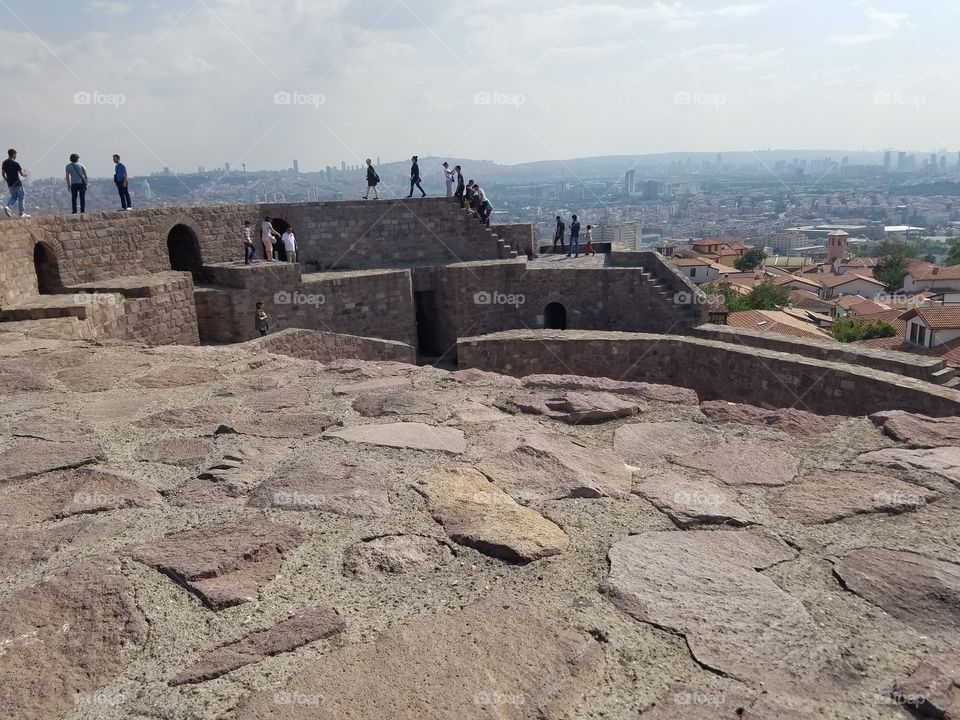 the very top of the ankara castle in Turkey overlooking the city