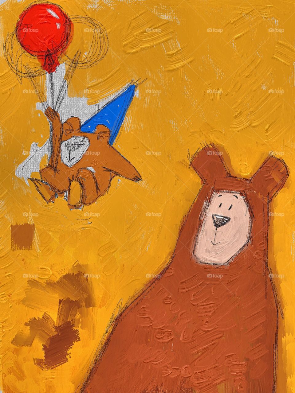 Bear and balloon. Wall Mural in progress...;)