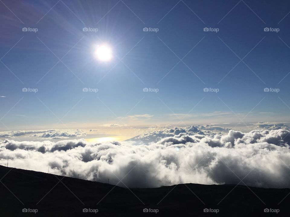 Sun rays above the clouds