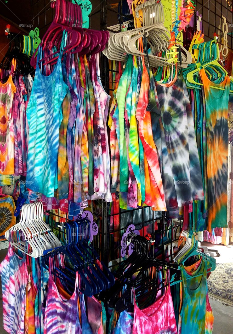 tie dye apparel at outdoor flea market