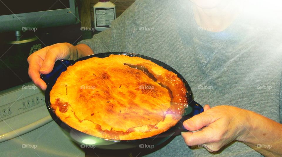 Presenting a homemade pie!