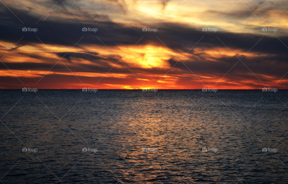 Sunset over lake erie