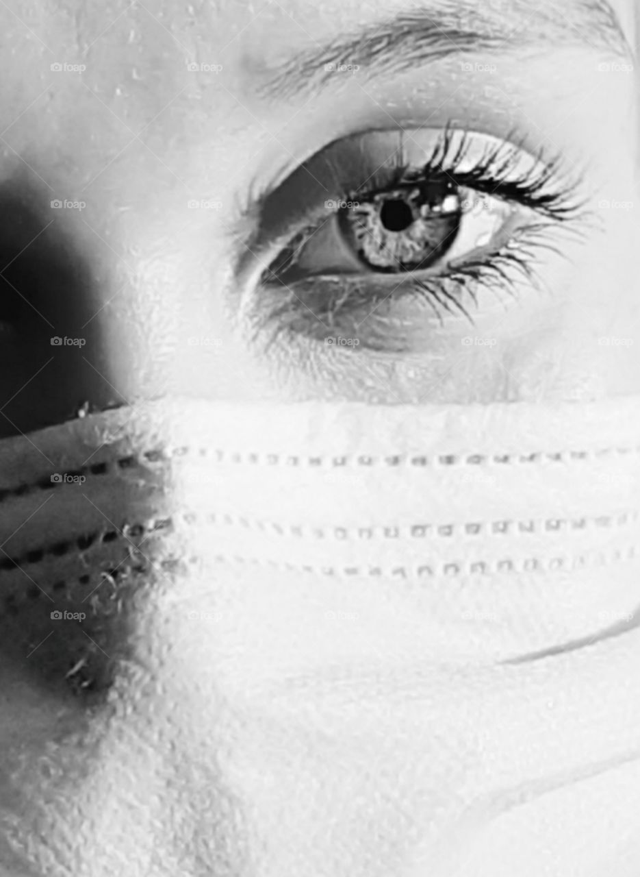 foap mission the beauty of black and white young lady with mask beautiful eyes