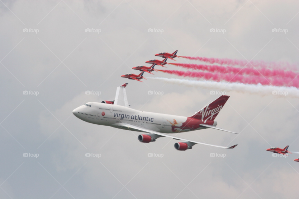 747 flyby the red arrows virgin air biggin hill by desdiver