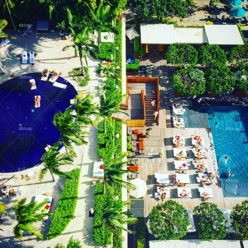 Resort pools from above 