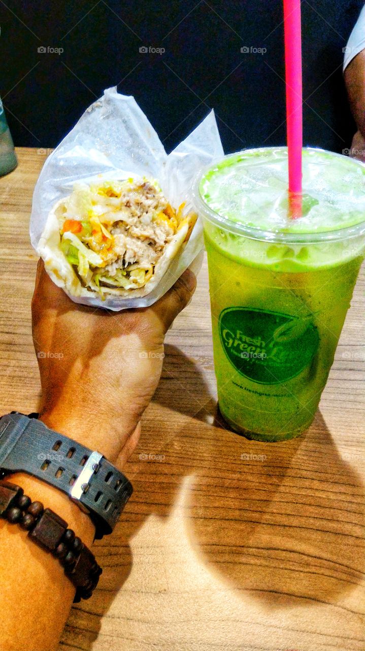 Detoxifying with Chicken Shawarma and Lemon All Herbs Drink