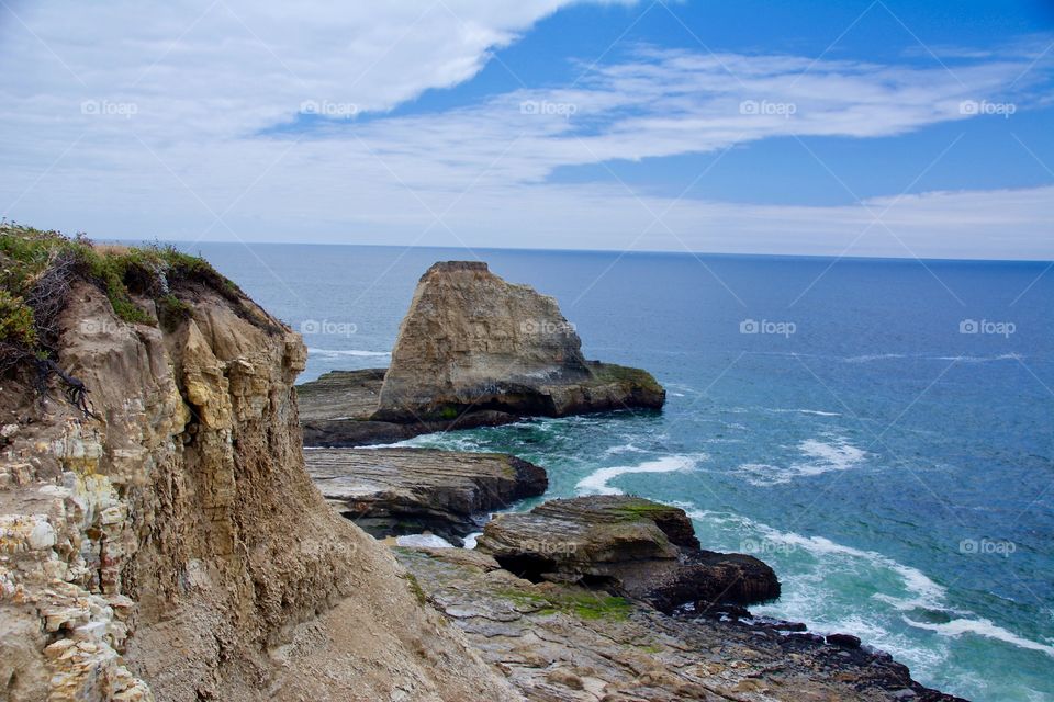 Impressive cliffs and shoreline at Panther beach in Santa Cruz 