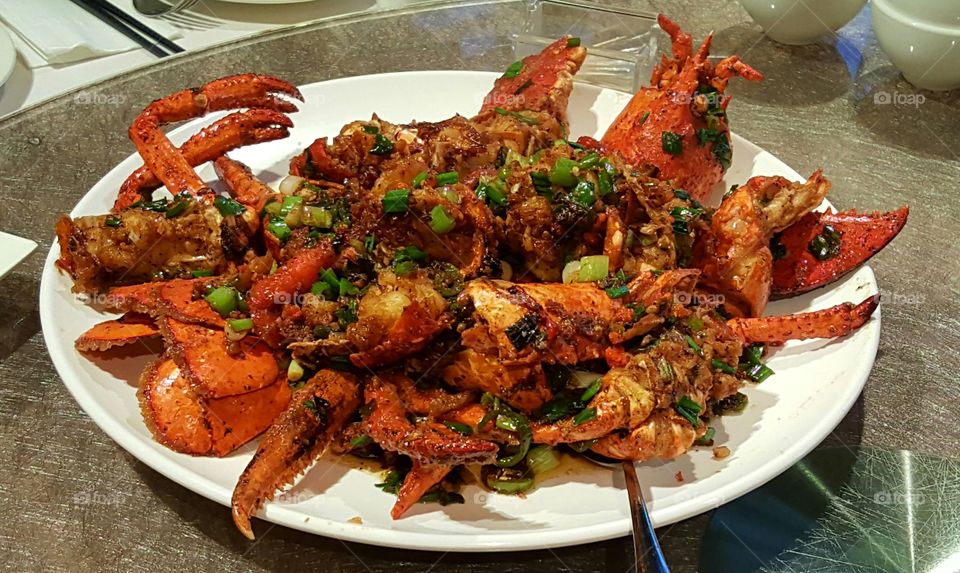 Close-up of seafood served in plate