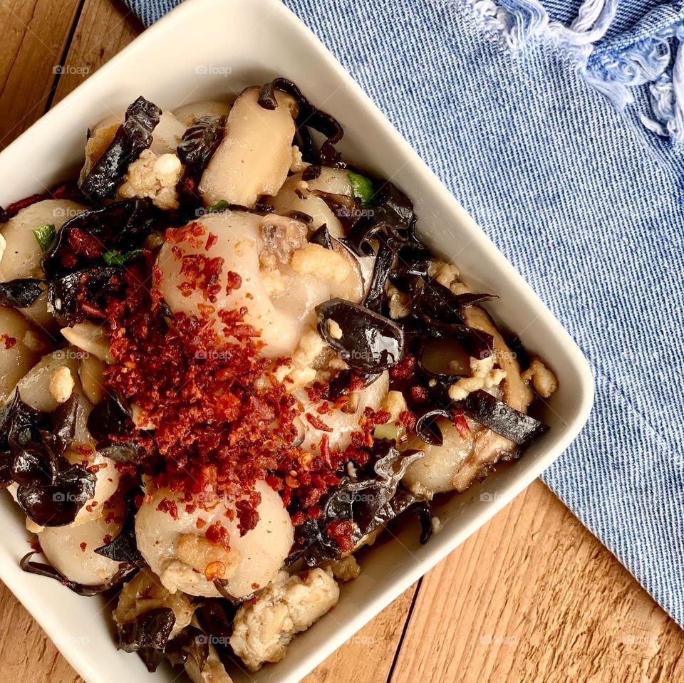 Yam Abacus seeds, yong tau fu tau kwa and otah Hakka dishes 