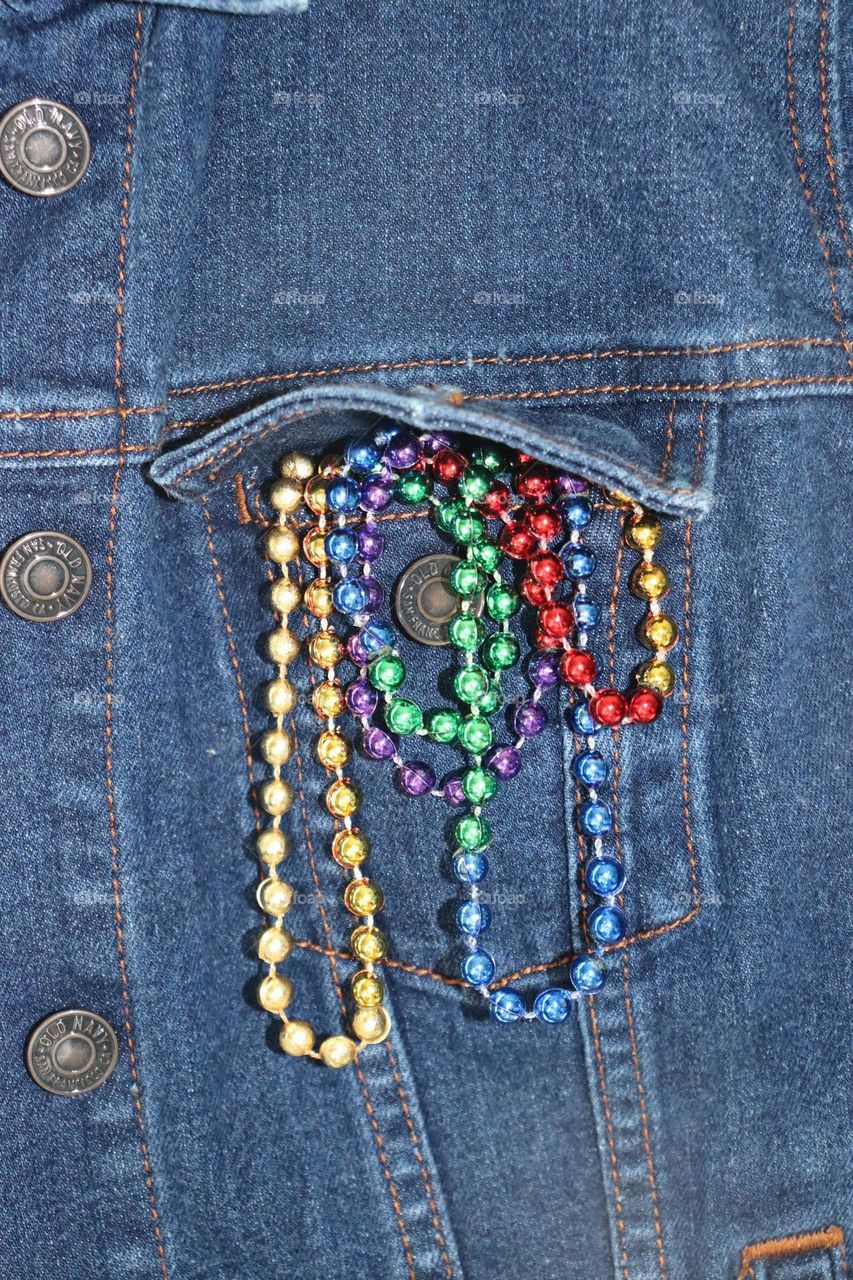 Rainbow beads in pocket