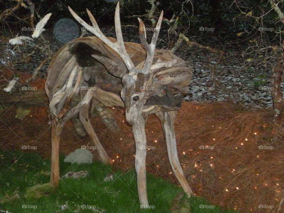 deer sculpture . wood branch sculpture 