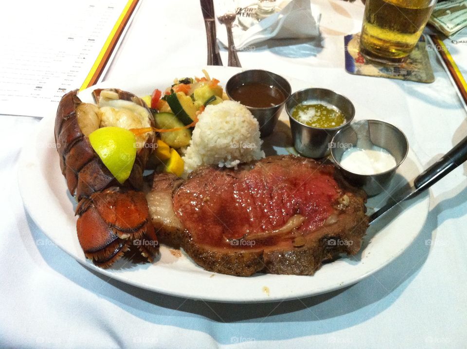 Prime rib and lobster