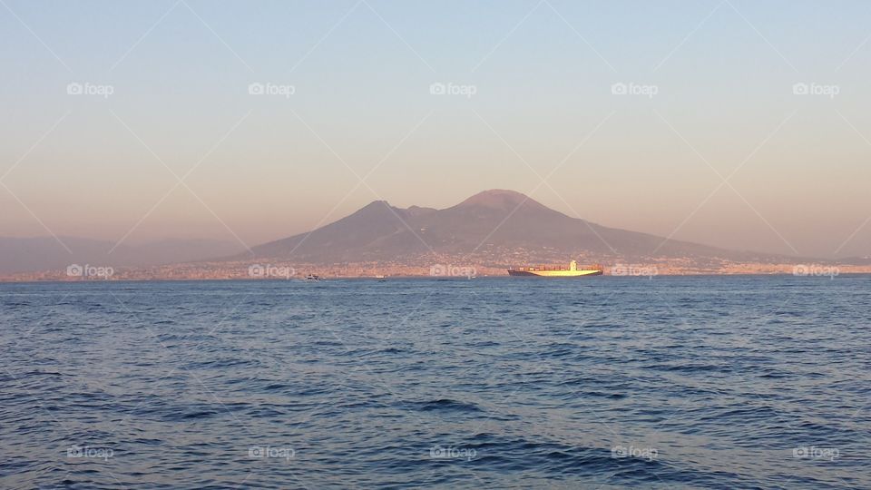 naples. view of Vesuvio volcano from Posillipo