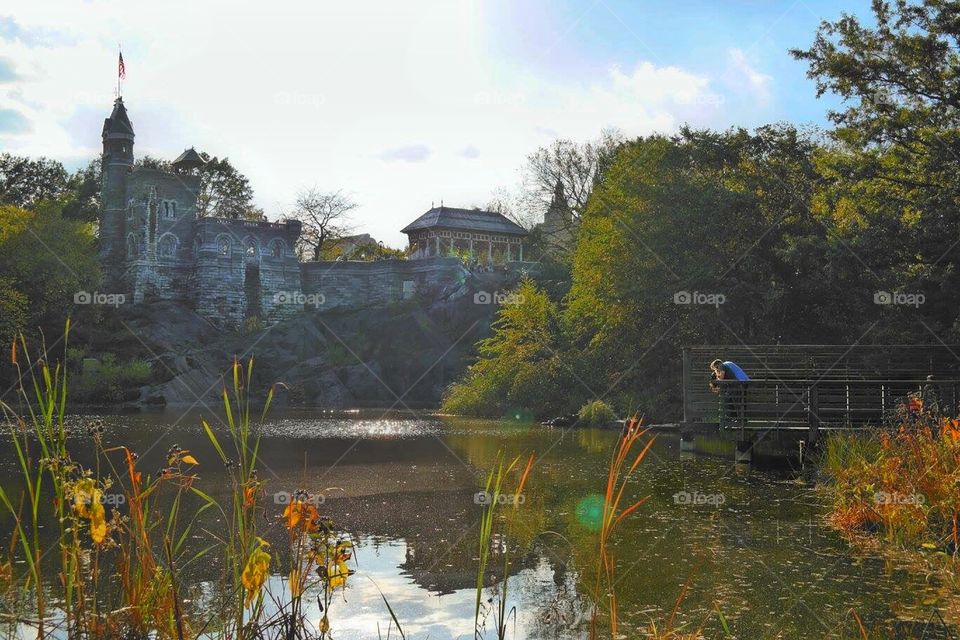 Couple at Turtle Lake in Central Park, NYC. 