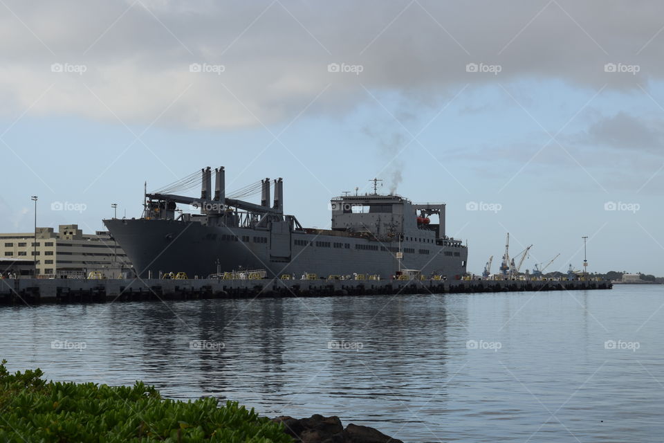 Navy supply ship at Pearl Harbor