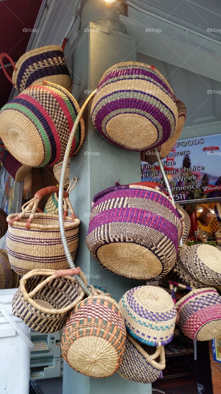 Colorful woven baskets
