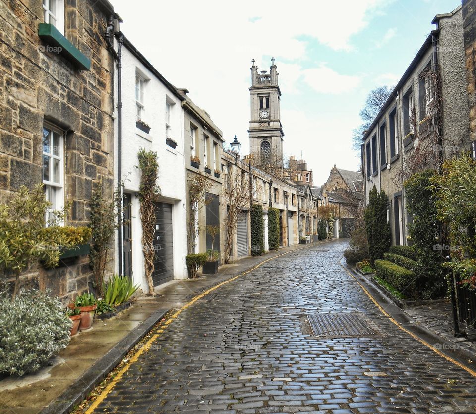 Ruelle pavé en Ecosse, balade romantique