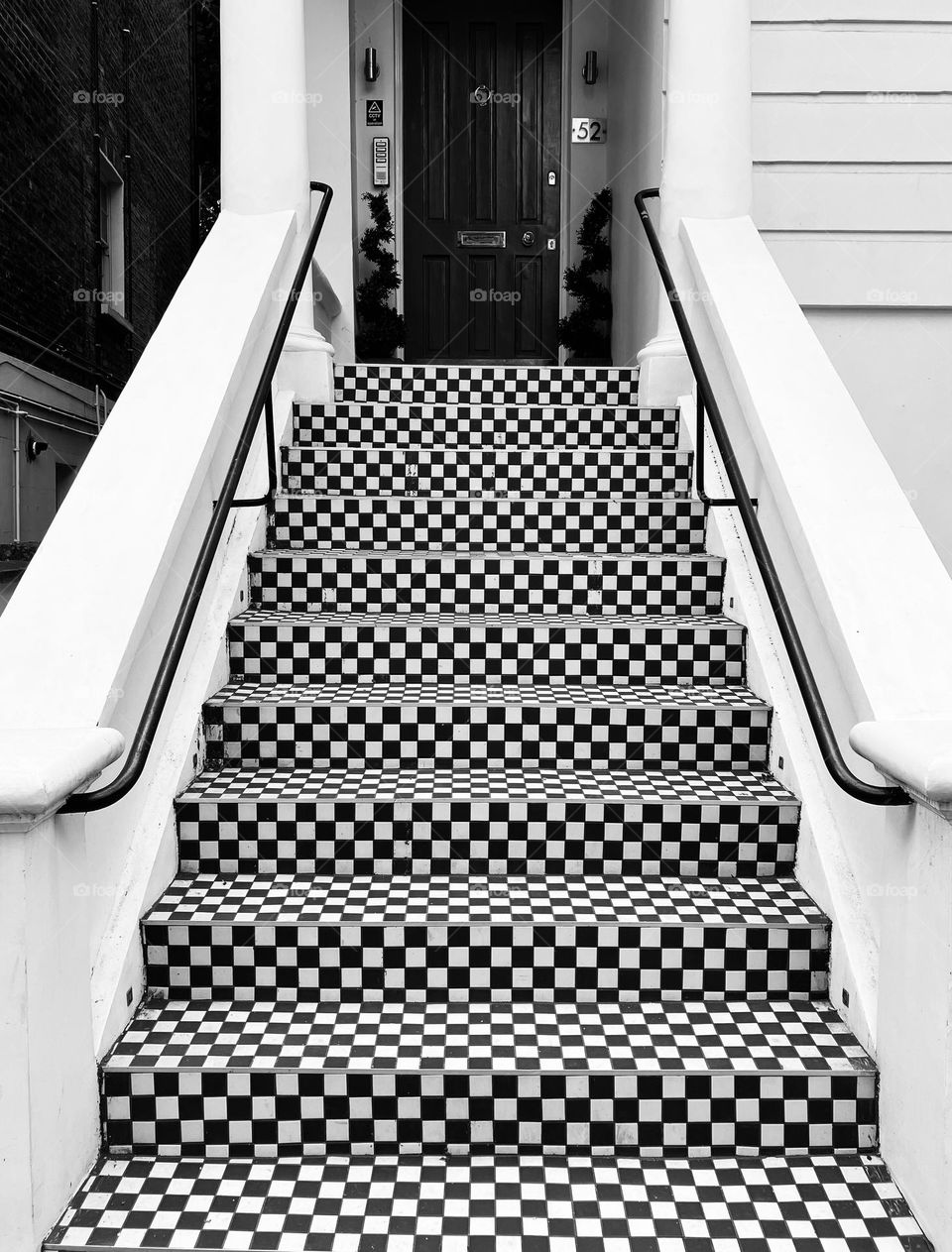 Black and white entrance steps 