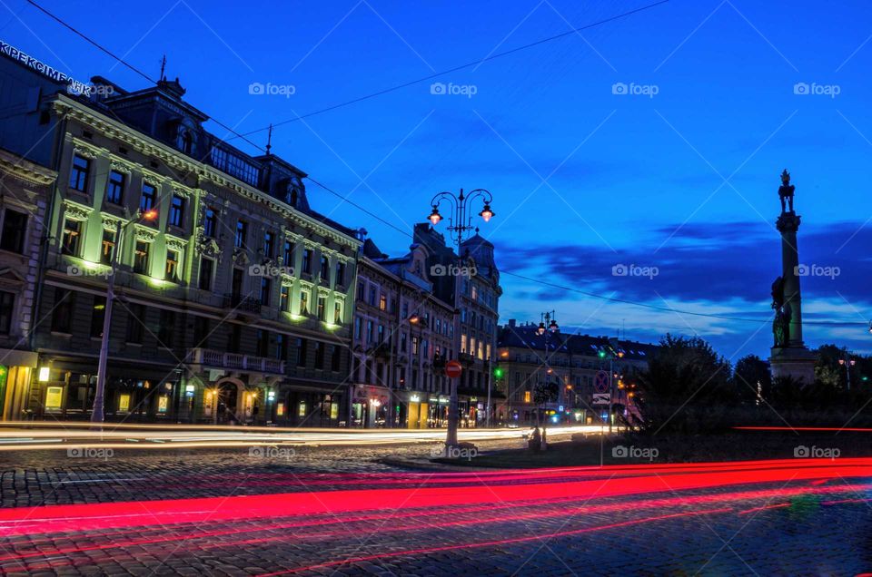 Lviv night cityscape