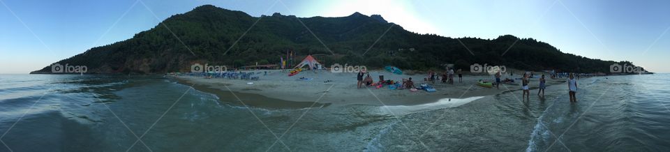 Panorama view of Paradise beach at Thassos island