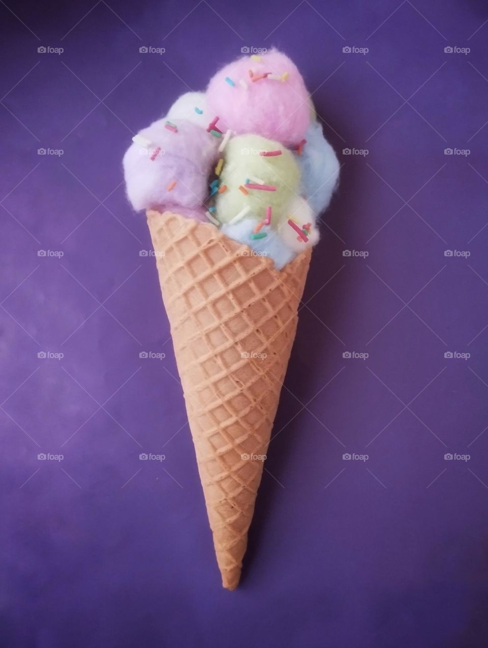 Diet cotton ice cream cone . Every colour you desire , it's available .