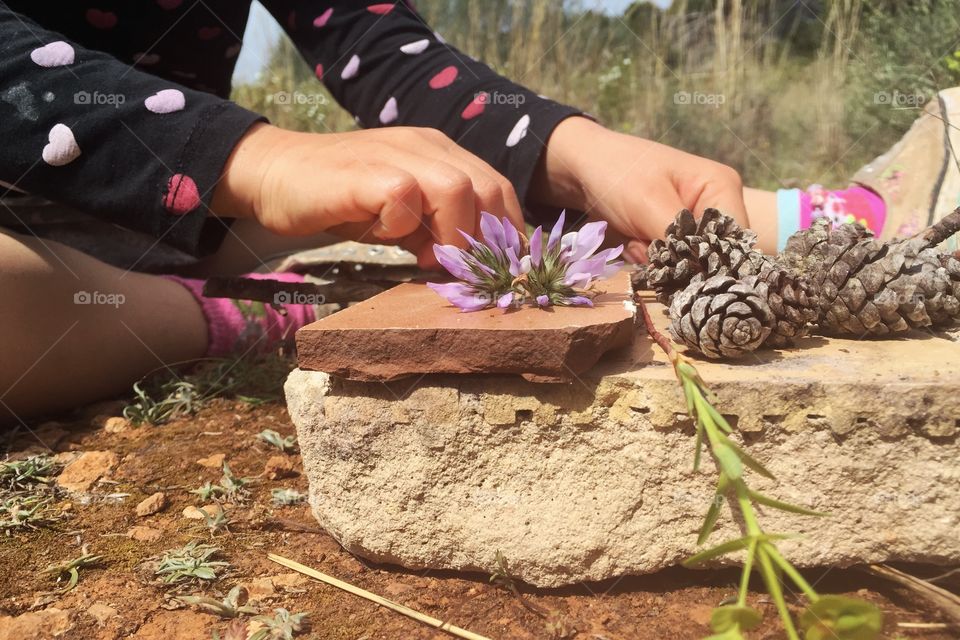 Girl playing in nature 