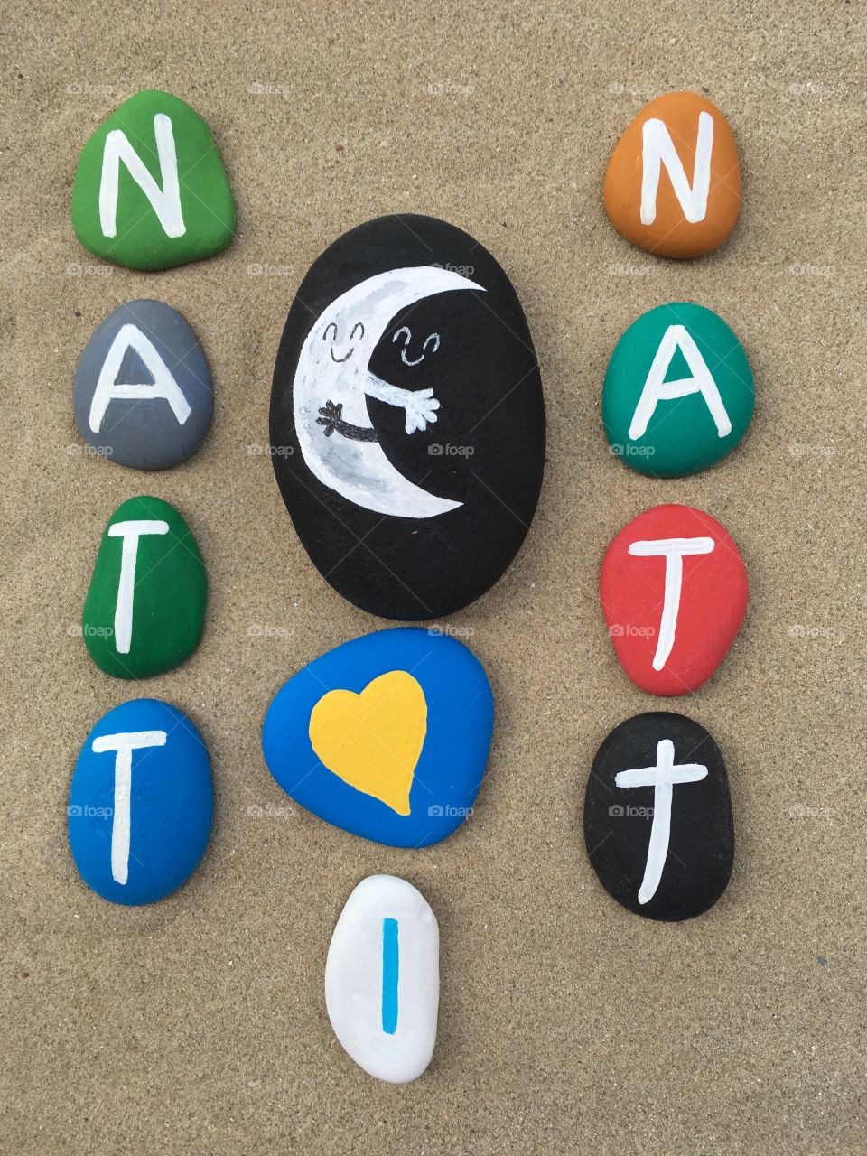 Natti Natti, Good Night in swedish with stones design