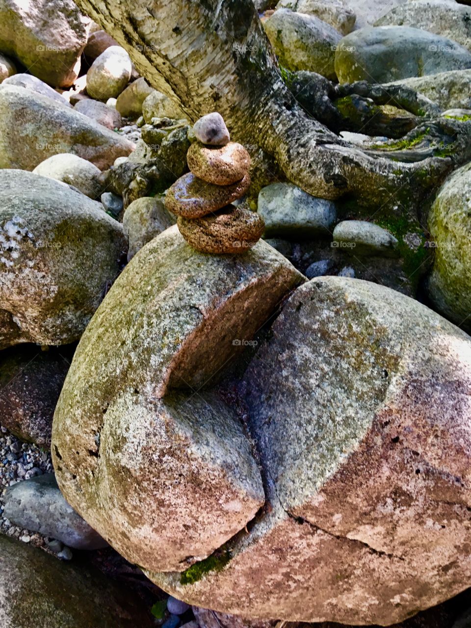Cairn at Sabbaday falls Swift River 