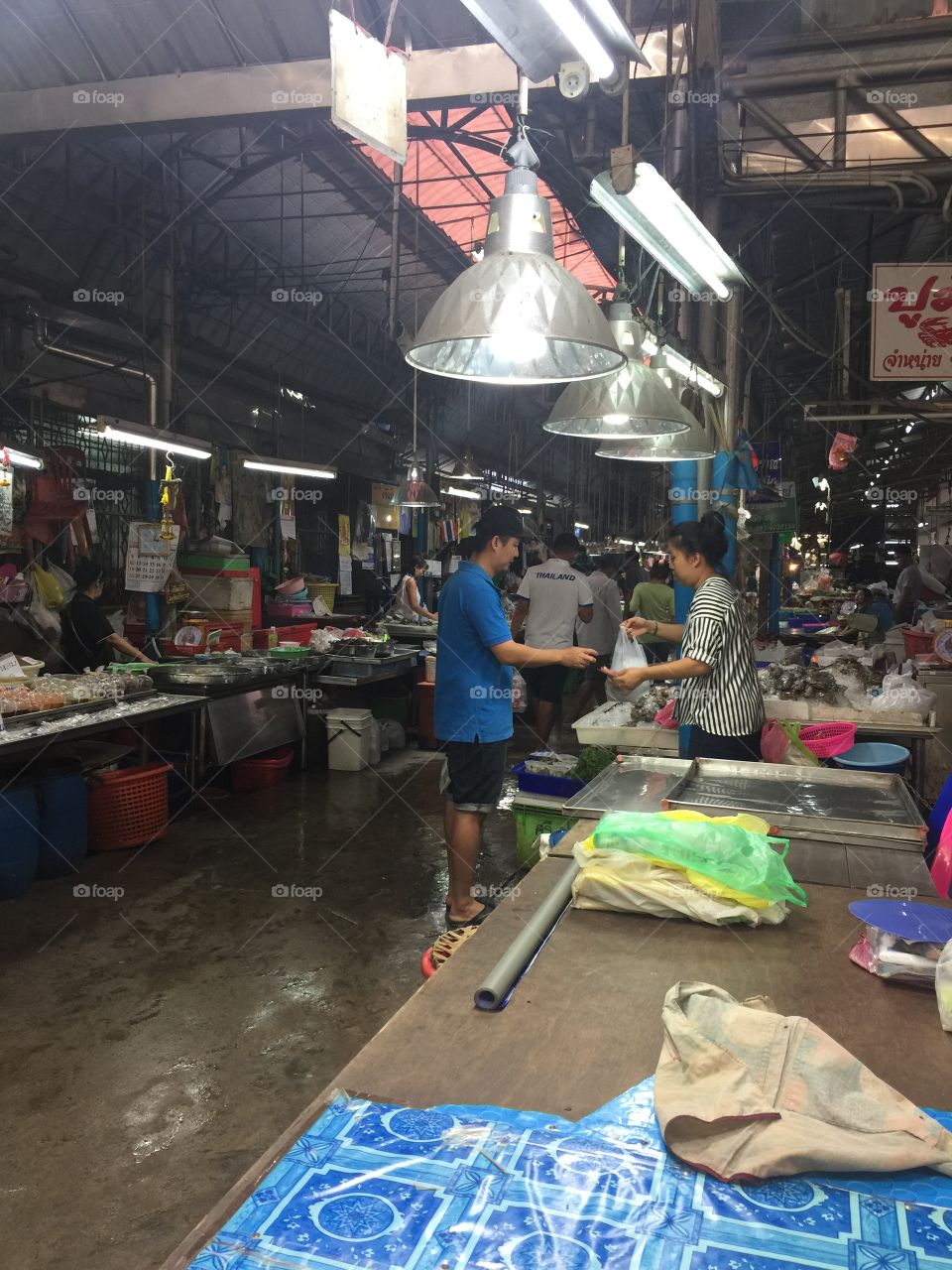 Wet market in Mekong train station Thailand 