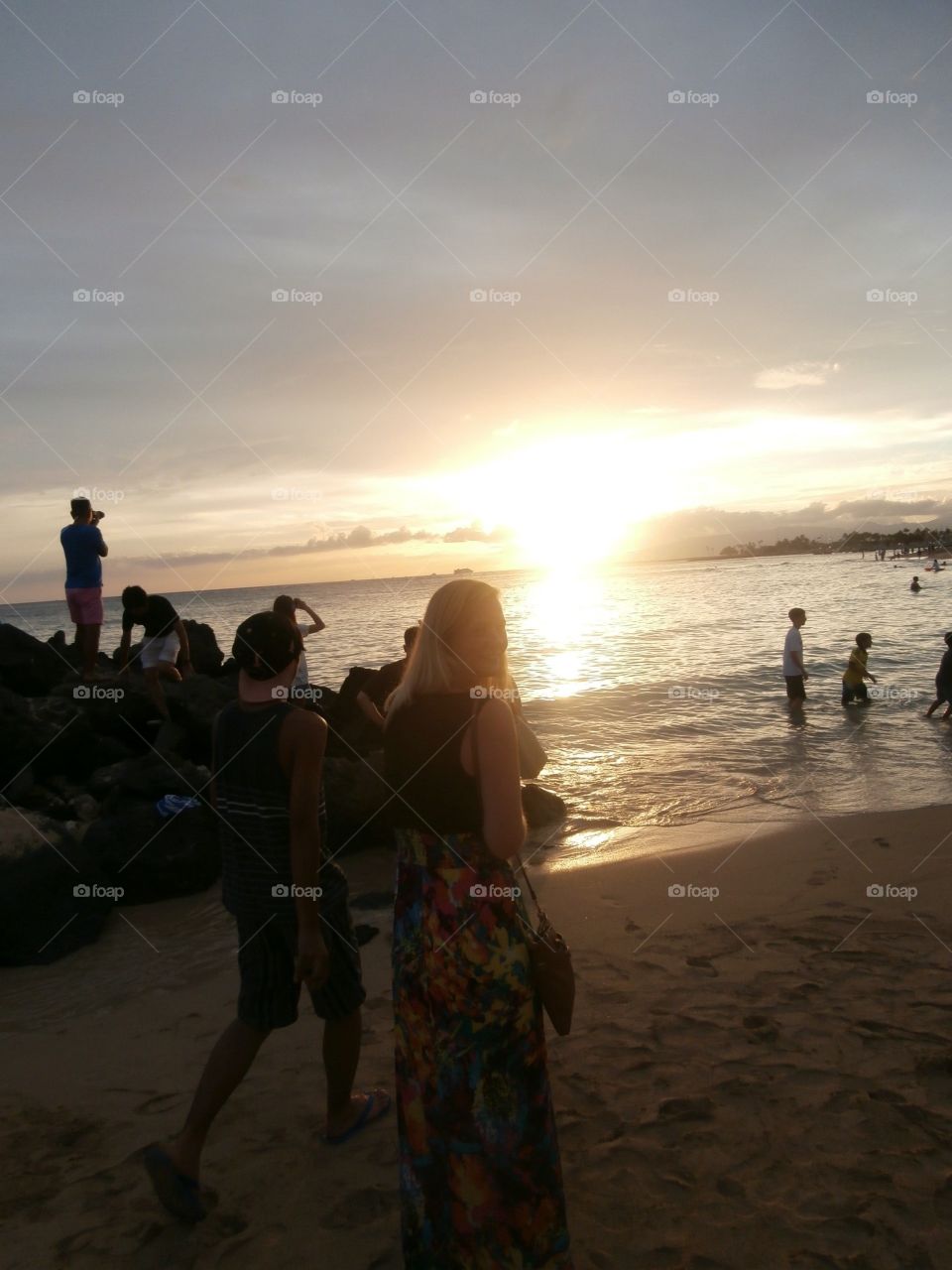Waikiki sunset. Watching the sun go down