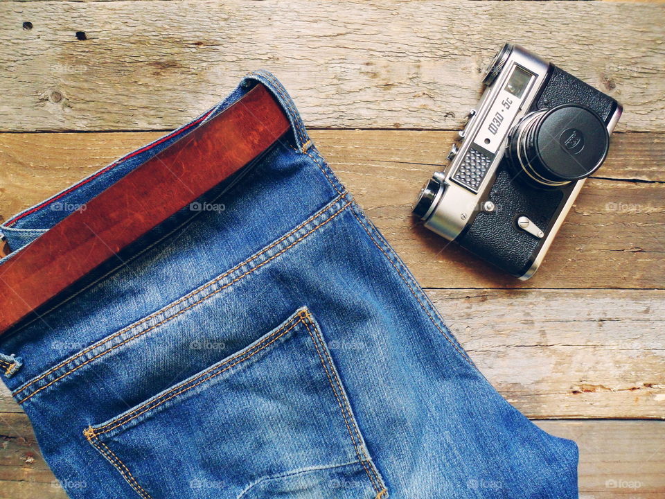 jeans and an old camera