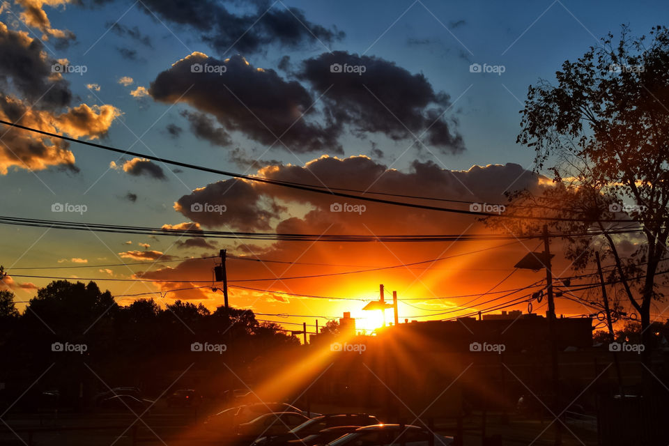 Sunset Over A Parking Lot