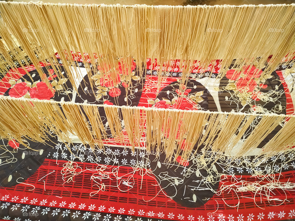 Dried Saviyan rope made of dough to dry in the sun.Seviyan is made in India in the month of Sawan.