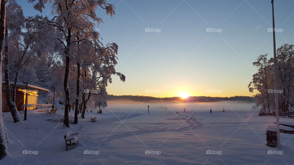 Winter - mist snow lake - vinter snö sjö dimma