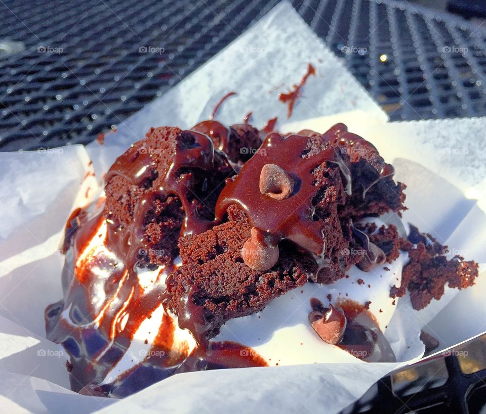 Donut with brownies and fudge