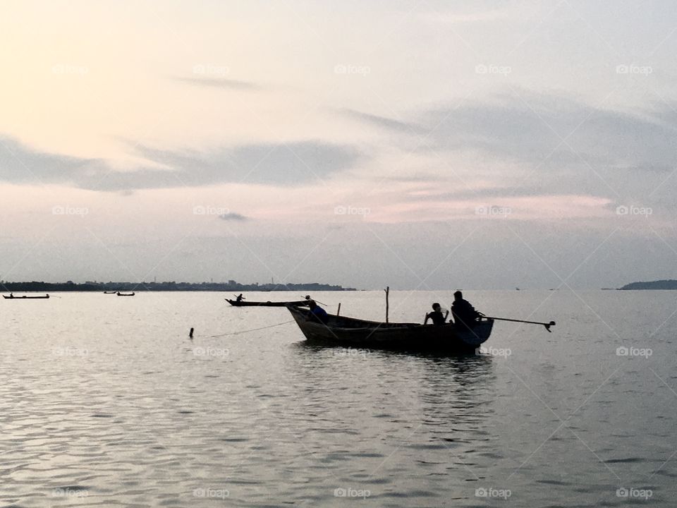 Fishing boat in the river “Than Zit” Rakhine state, Myanmar 