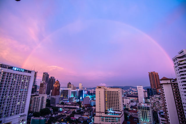 Rainbow over Changkat. From my balcony right after the rain...lucky to catch the rainbow covering most of Changkat Bukit Bintang